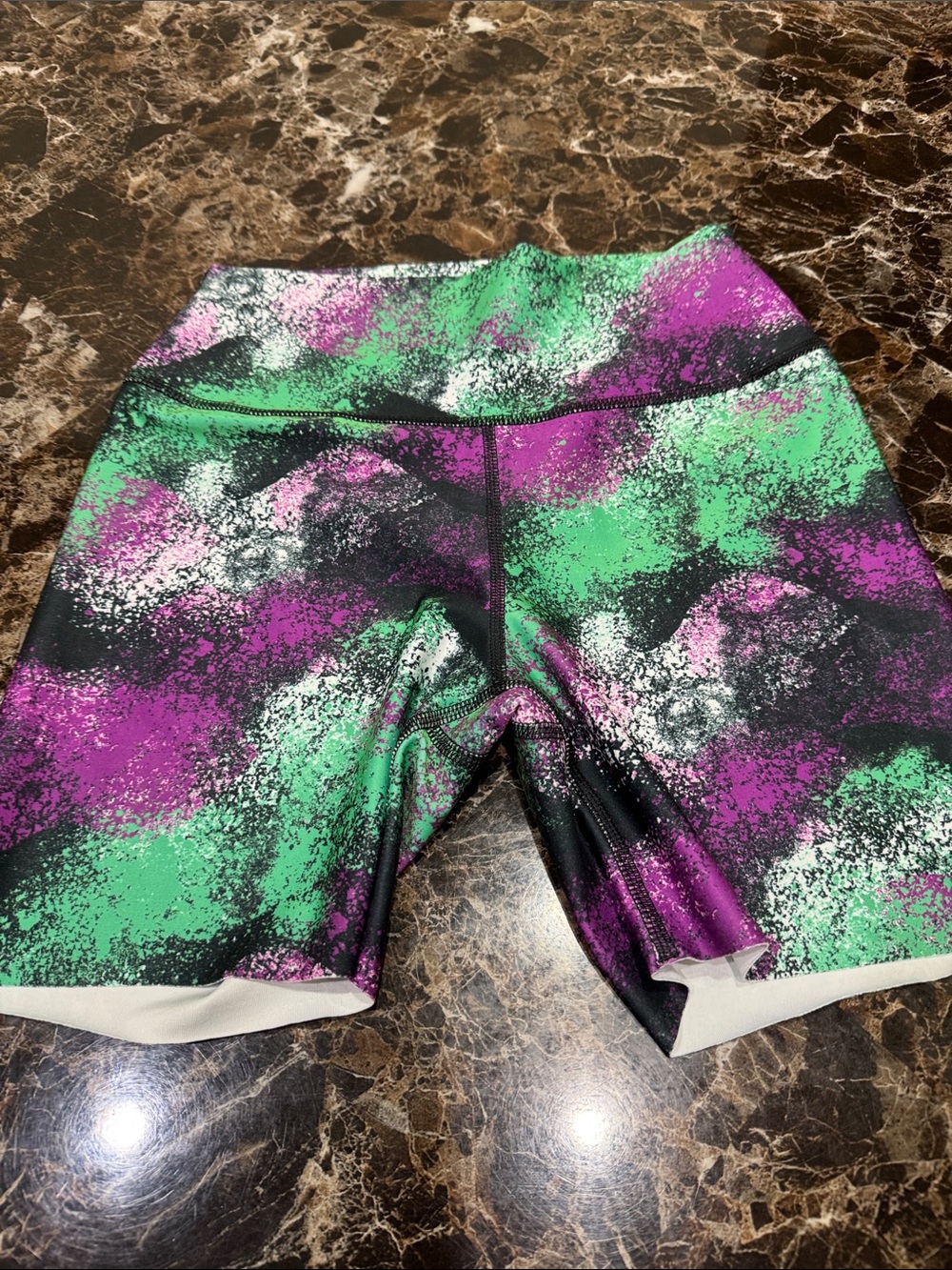 Zumba Women's Green & Purple Print Active Shorts